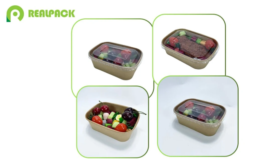 Custom Disposable Biodegradable Kraft Paper Food Packaging Box with Lid